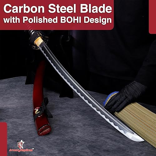 Miniatura 6 de Armory Replicas - Colección Katana Samurai Forjada a Mano Premium - Cuchillas de acero de alto carbono 1045 - Diseño de espiga completa - Estilo