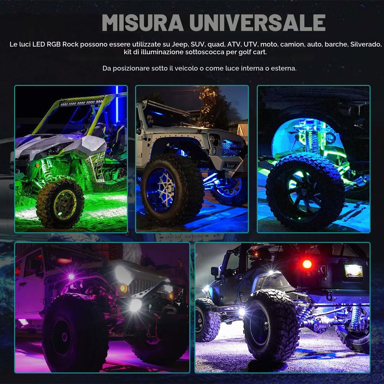 10 Pezzi RGB LED Luci di Roccia, Luci Del Telaio Dell'auto con App Telecomando e Temporizzazione e Modalità Musica Kit, Luce Sotterranea Impermeabile Compatibile con Jeep ATV RZR UTV SUV Off Road Moto