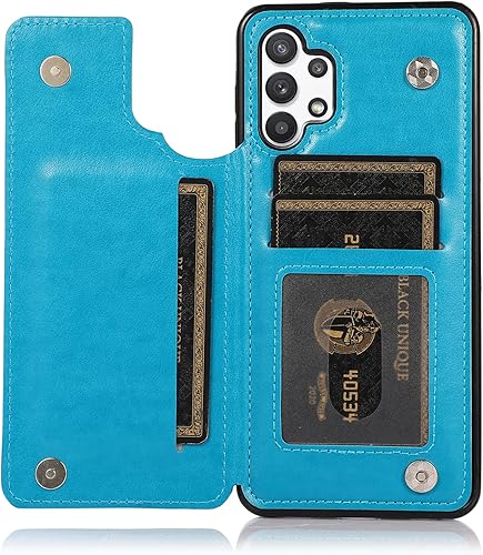 Miniatura 3 de Funda de teléfono para Samsung Galaxy A32 5G de 6.5 pulgadas con protector de pantalla de vidrio templado, tarjeterotarjeterocartera, soporte para