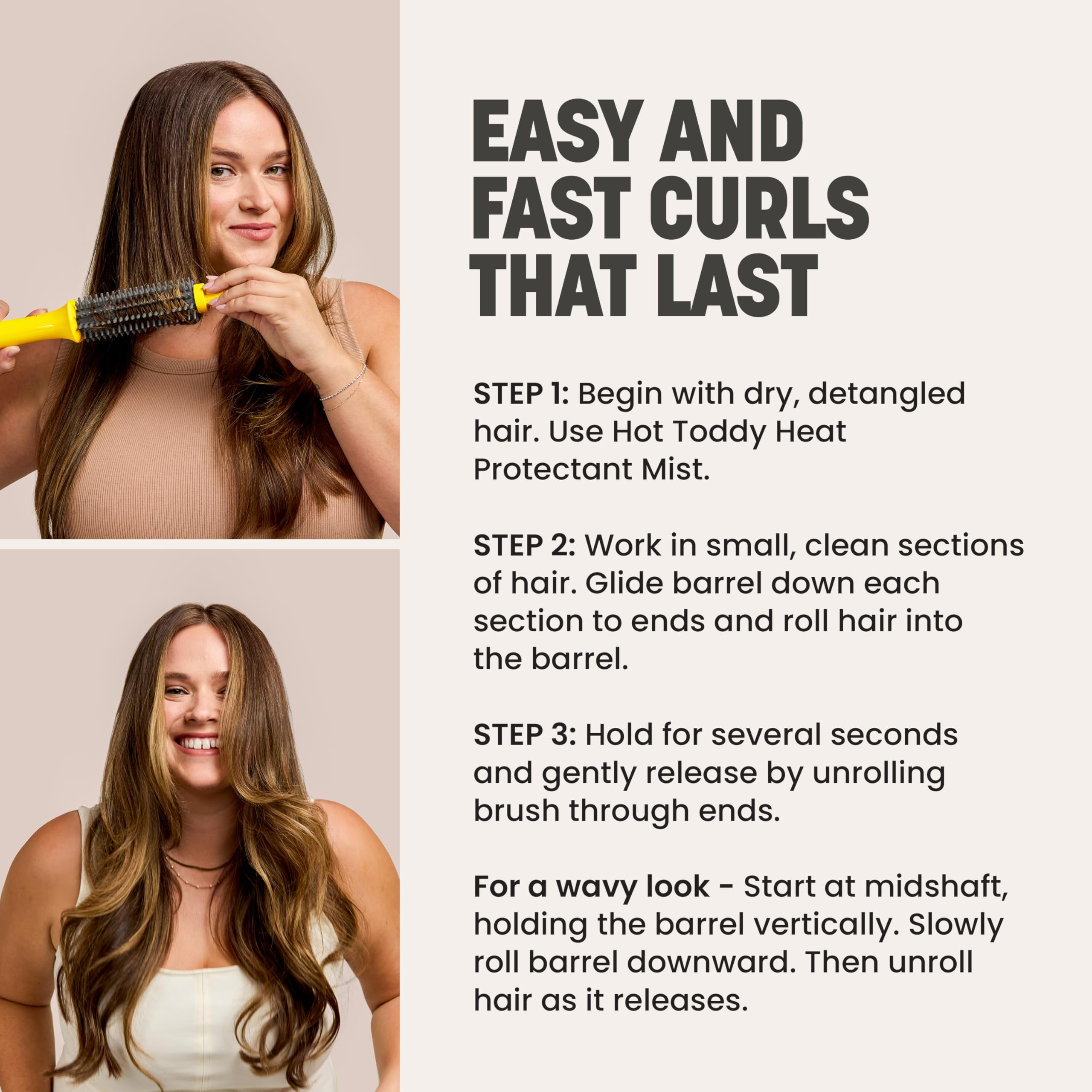 Drybar The Curl Party Heated Curling Round Brush – Salon Curling Wand with Long-Lasting, Shiny Results