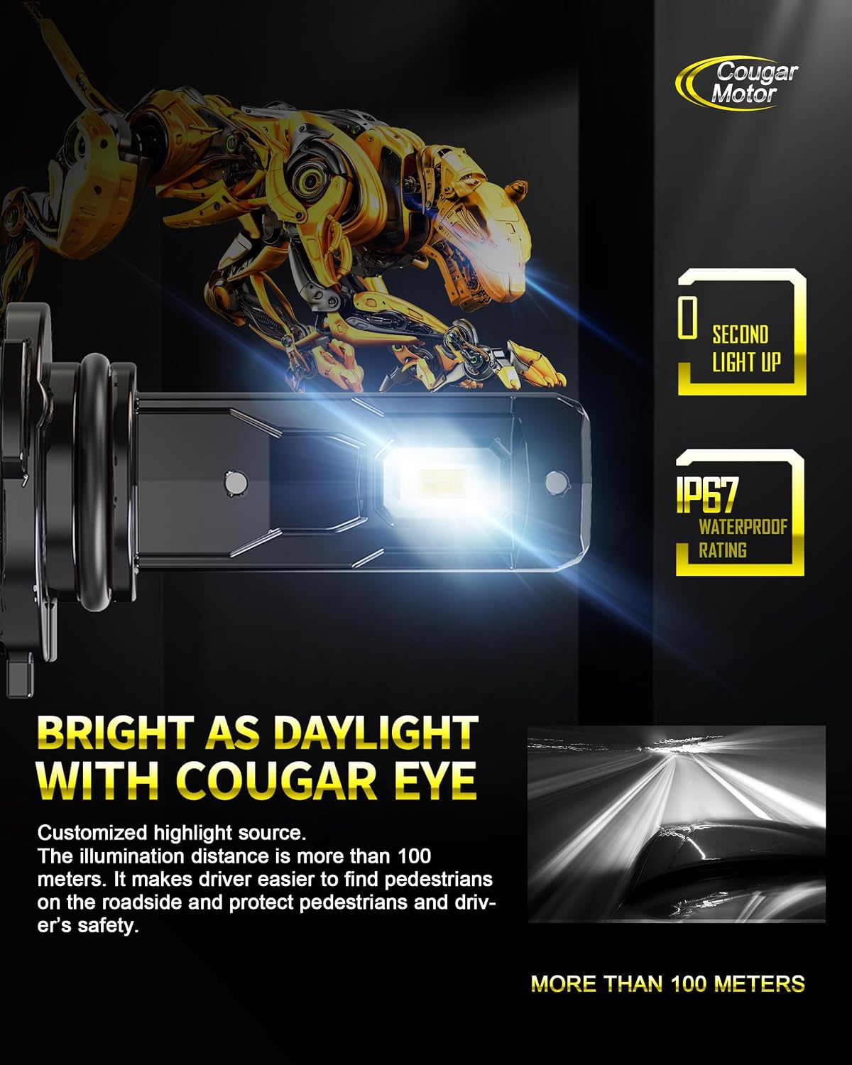 Cougar Motor 9006 Fog Bulbs, Non-Polarity Offroad Auxiliary Bulbs ATV UTV Quick Install Plug-N-Play, Pack of 2