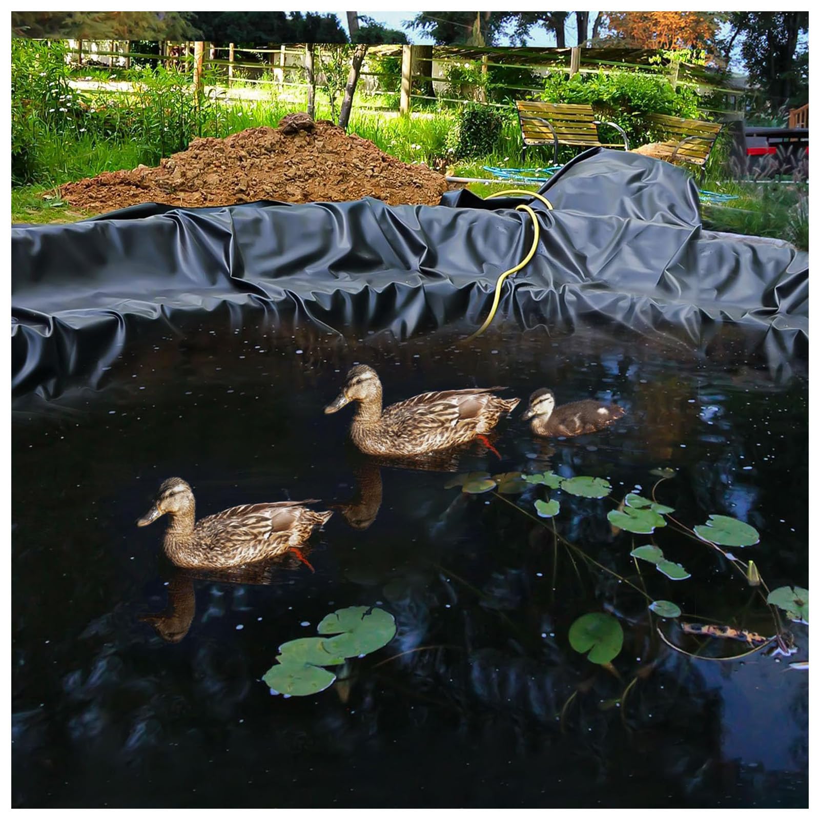 Revêtement de bassin extérieur en polyéthylène haute densité durable 0,5 mm 4 x 5 m – Parfait pour les jardiniers, les parterres de fleurs, les serres, les fontaines d'eau et les étangs à poissons