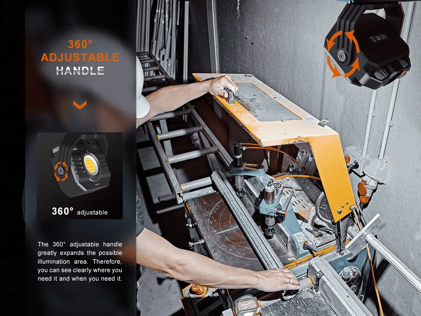 FENIX CL28R Linterna recargable para trabajo y exteriores | 2000 lúmenes | 58 m | 360 horas máx. | Control de temperatura de color continuo | Mango magnético | Montaje en trípode | 10.000 mAh | Banco