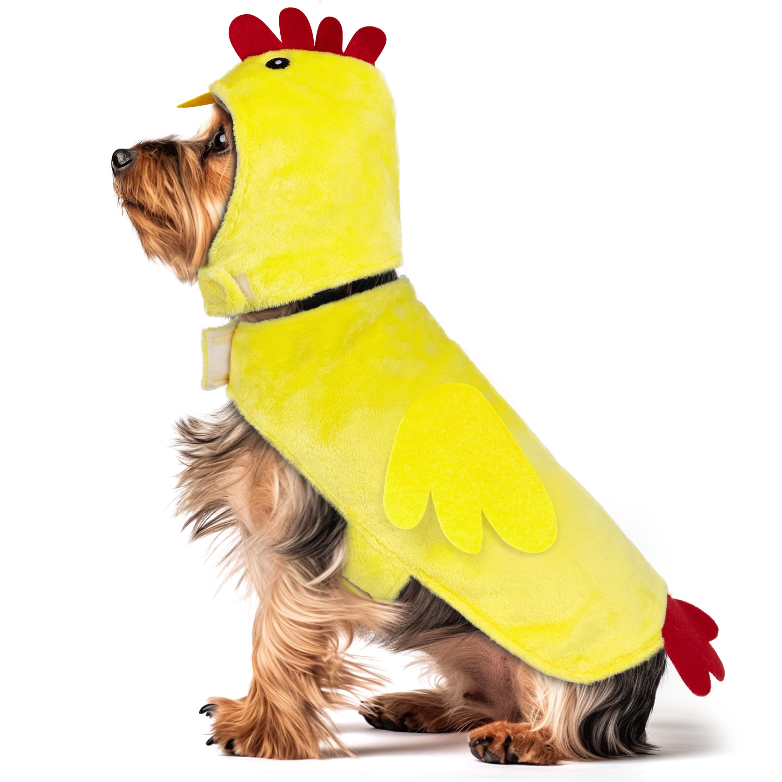 cyeollo Dog Chicken Costume Halloween Pet Costumes Funny Easter Thanksgiving Outfits Cosplay Holiday Cute Dog Hoodies Coats for Small Dogs, Yellow