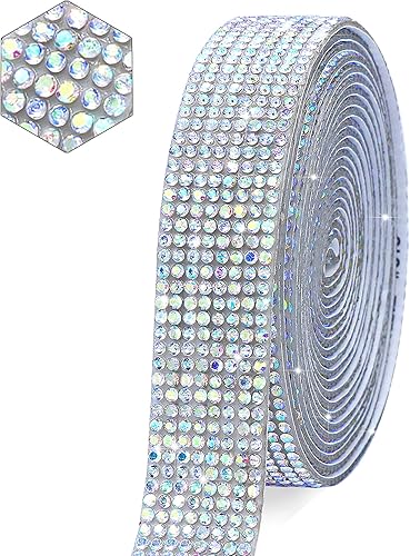 Miniatura 1 de Tiras autoadhesivas de diamantes de imitación de cristal, cinta de diamante, rollo de piedras preciosas brillantes para manualidades con diamantes