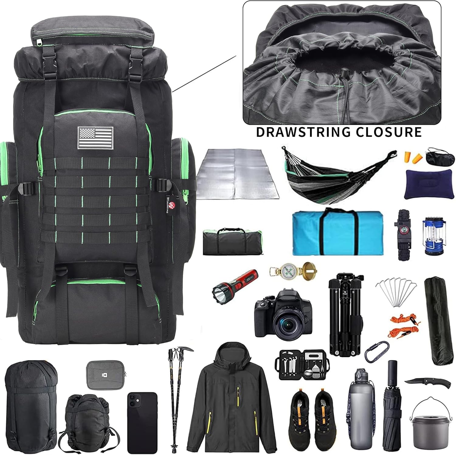 Hiking Backpack for Men 70L/100L Camping Backpack Military Rucksack Molle 3 Days Assault Pack for Climbing | Camping Backpack, 3 Days Assault Pack, for Climbing - Image 4