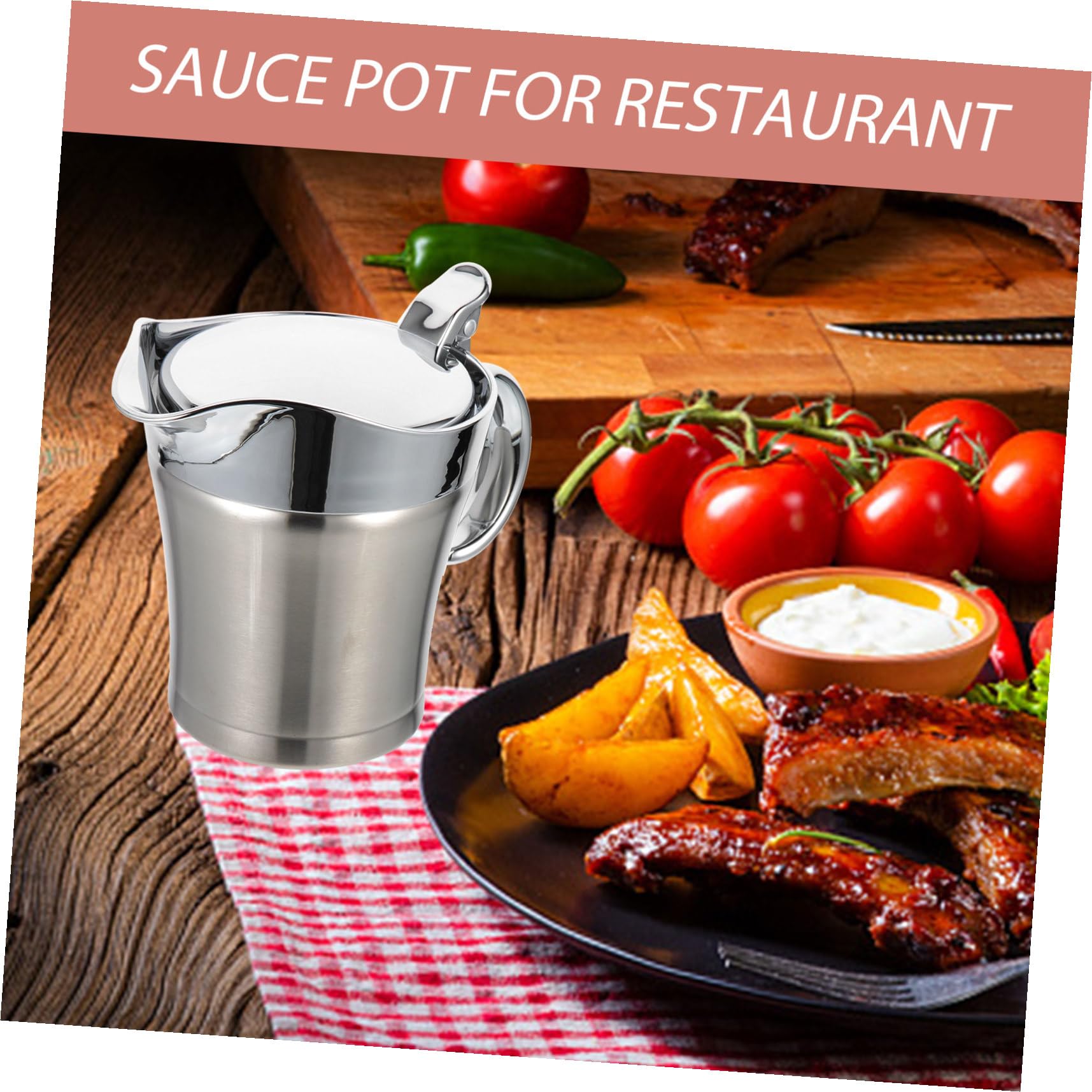 Salsera de Acero Inoxidable 304 de 500 Ml, Dispensador Anti-goteo para Salsa y Aderezos, Apto para Uso Doméstico y Servir en Mesa, Adecuado para Ensaladas y Condimentos