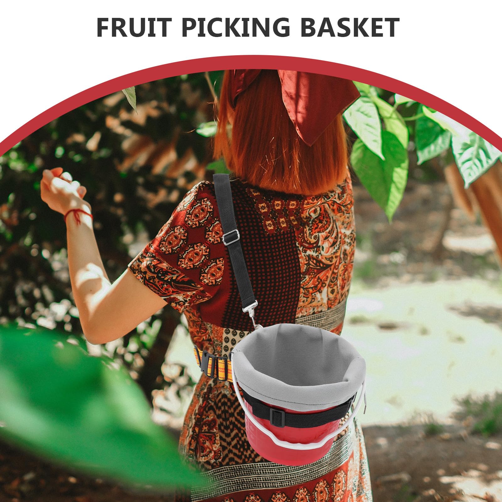 Veemoon Cesto da Giardino Portatile per Raccolta Frutta con Tracolla Regolabile Secchio con Rivestimento Protettivo per Piccoli Frutti come Ciliegie e Mirtilli Accessorio per Raccolta