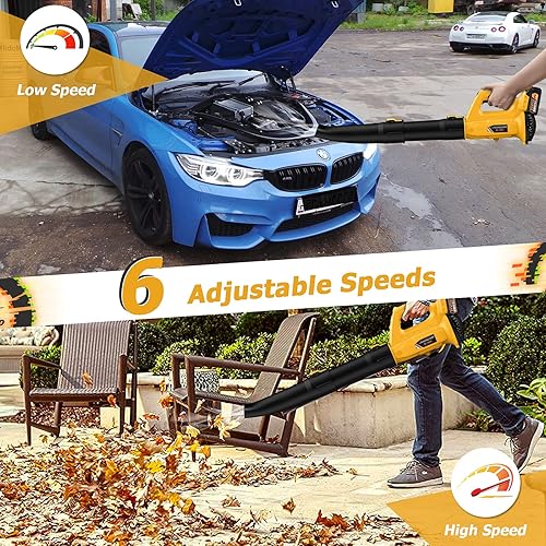 Miniatura 2 de BHY - Soplador de hojas inalámbrico con batería de 2 x 50 Ah soplador de hojas de 320 CFM de 150 MPH y 20 V con cargador 2 tubos de sección esfera