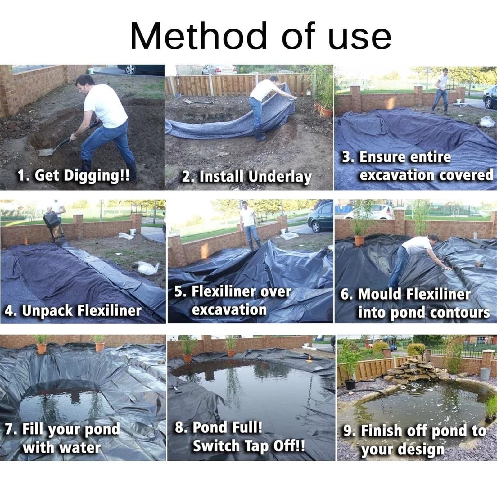 Rivestimento flessibile per stagno per giardino e stagno di pesci, membrana resistente in HDPE