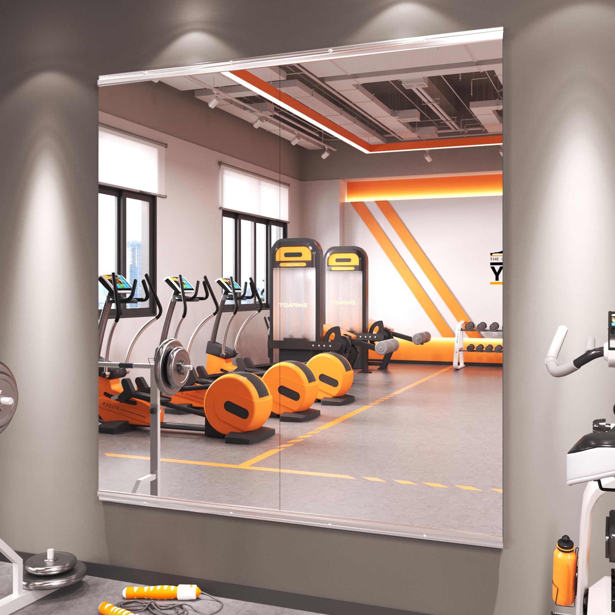 amorho 67''x24''(each)-3pcs gym mirror, tempered glass, frameless full body mirror for home, yoga studios, dance rooms, garage gyms.