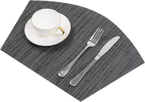 Miniatura 2 de SHACOS Juego de 5 manteles individuales pequeños de vinilo tejido con cuña de vinilo con centro de mesa, resistentes al calor, se limpian con un