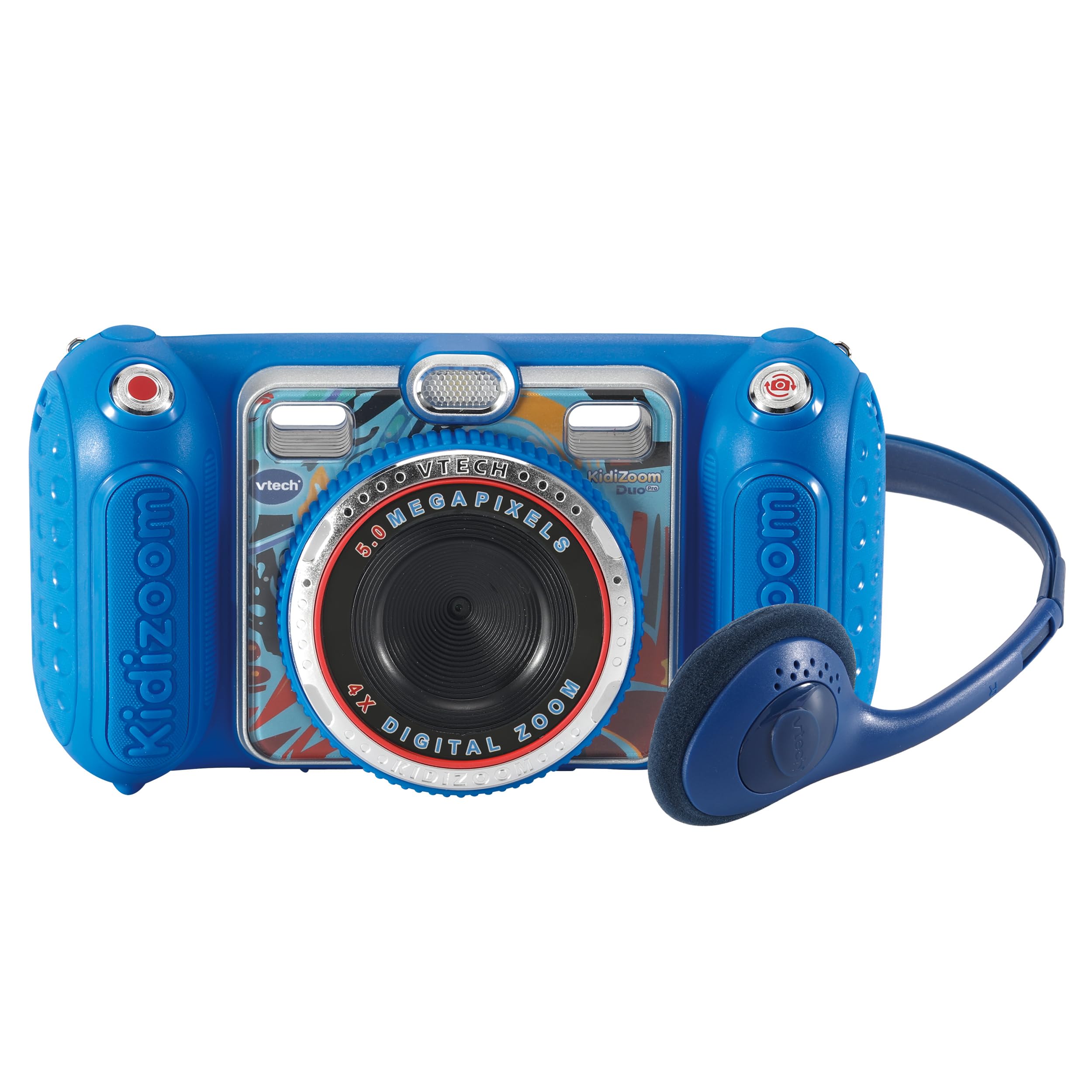 VTech KidiZoom Duo Pro Bundle z bezpłatną torbą – tylko na krótki czas – aparat dziecięcy z 2 kamerami, funkcją zdjęć i wideo, grania, odtwarzaczem muzyki i wieloma innymi, niebieski