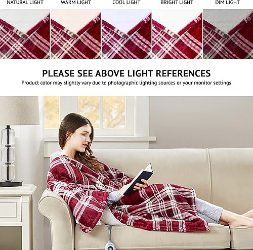 Miniatura 2 de Cobija eléctrica Sherpa de Beautyrest, suave, con diseño de cuadros, de 50 pulgadas x 64 pulgadas, con 3 niveles de calor