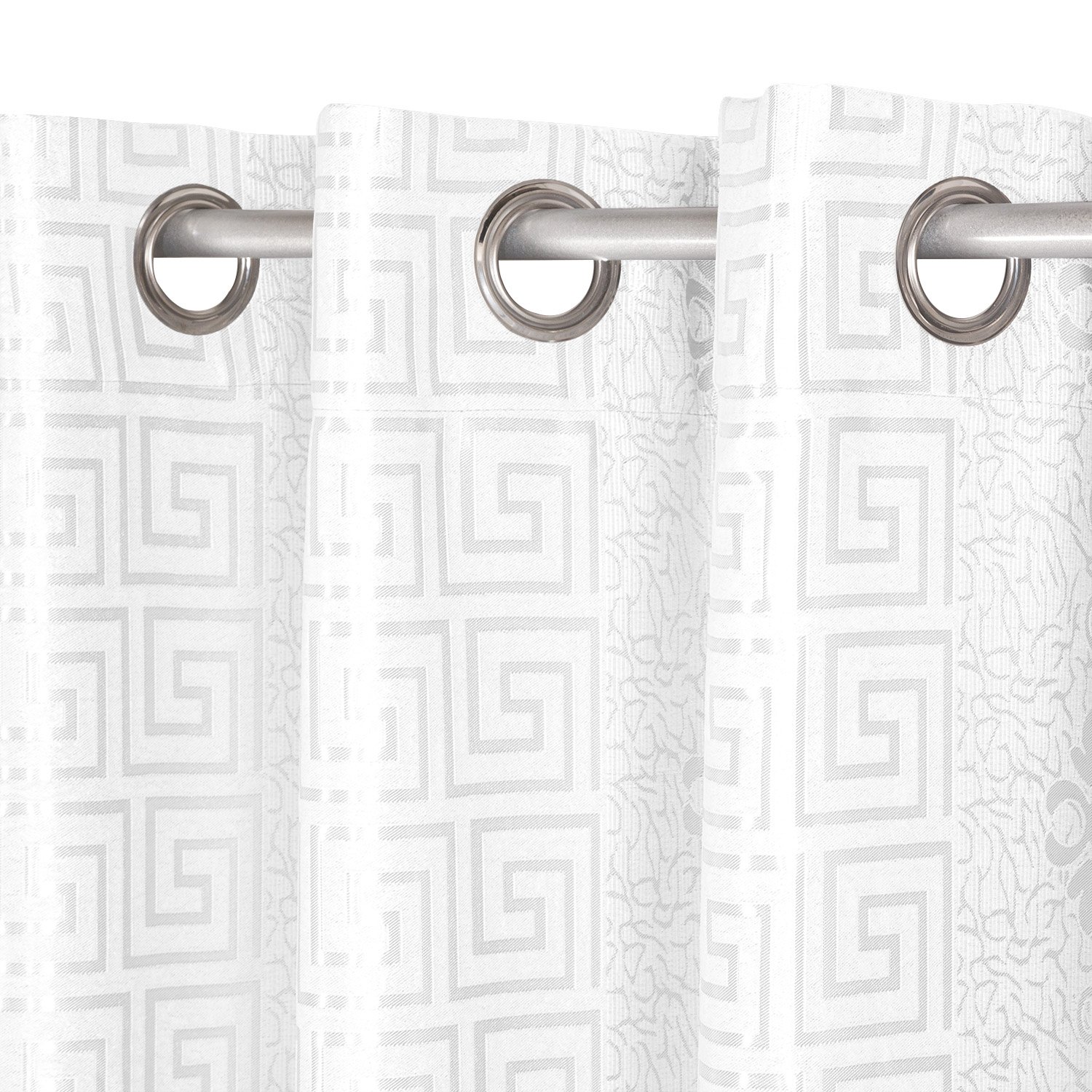 FRENESSA 2X Cortinas Opacas de Ojetes con Estampado Gofrado con Brillo, Elegantes y Modernas para Ventanas de Salón Dormitorio Oficina, 100% Poliéster 220g/m² Resistente, 140x260cm, Color Blanco