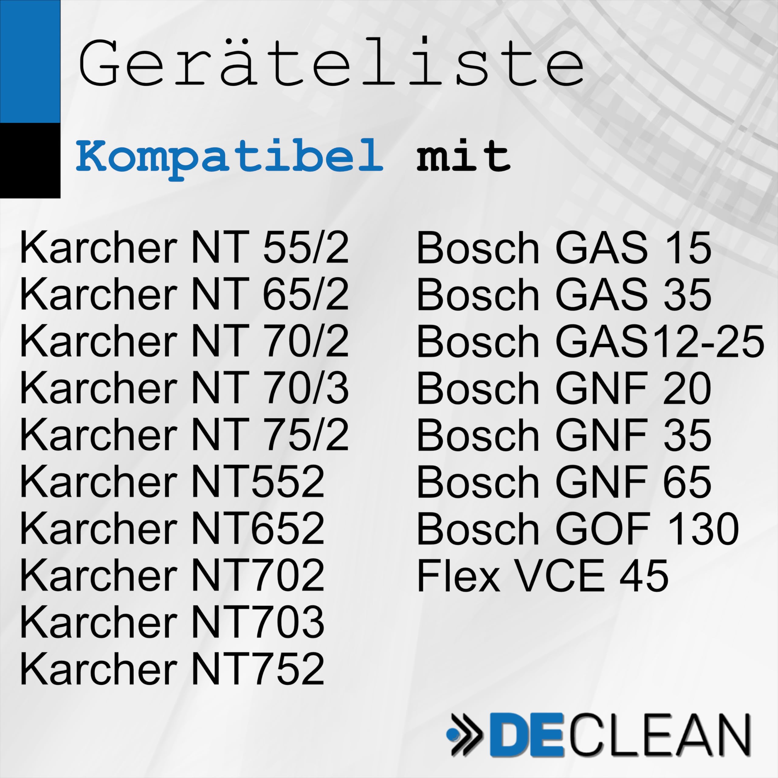 8 m Saugschlauch kompatibel mit Kärcher NT 14/1 NT 25/1 NT 27/1 NT 35/1 | DeClean passend für Kärcher NT 40/1 NT 45/1 NT 48/1 NT 55/1 NT 65/2 NT 301 NT 351 NT 360 NT 361 362 501 551 Staubsauger