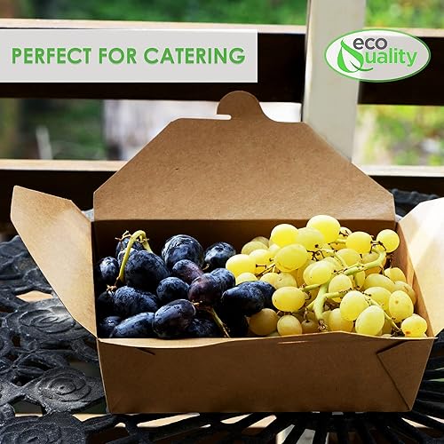 Miniatura 5 de EcoQuality [Paquete de 200 recipientes para alimentos para llevar, caja de papel kraft marrón de 66 onzas, resistente a fugas y grasa, resistente a