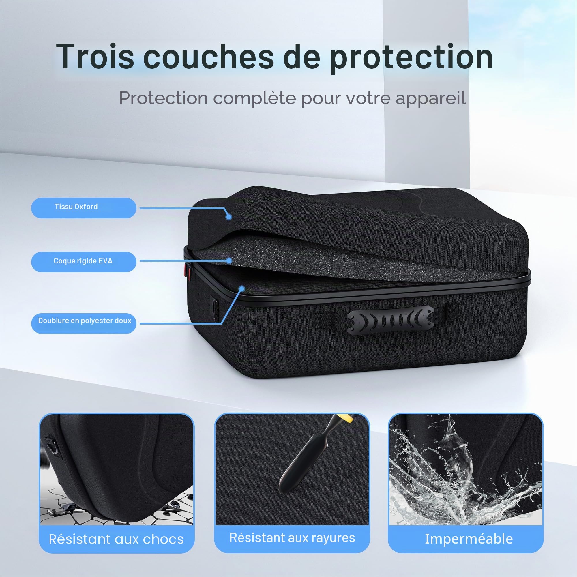 Grand étui de transport pour Meta Quest 3S/Quest 3, étui de voyage rigide pour BOBOVR S3 Pro/Kiwi, sangle de tête de batterie, contrôleurs et autres accessoires, sac de voyage portable pour Oculus