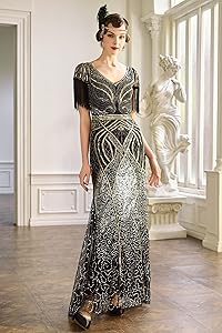 Langes XXL Abend Flapper Kleid der 1920er Jahre