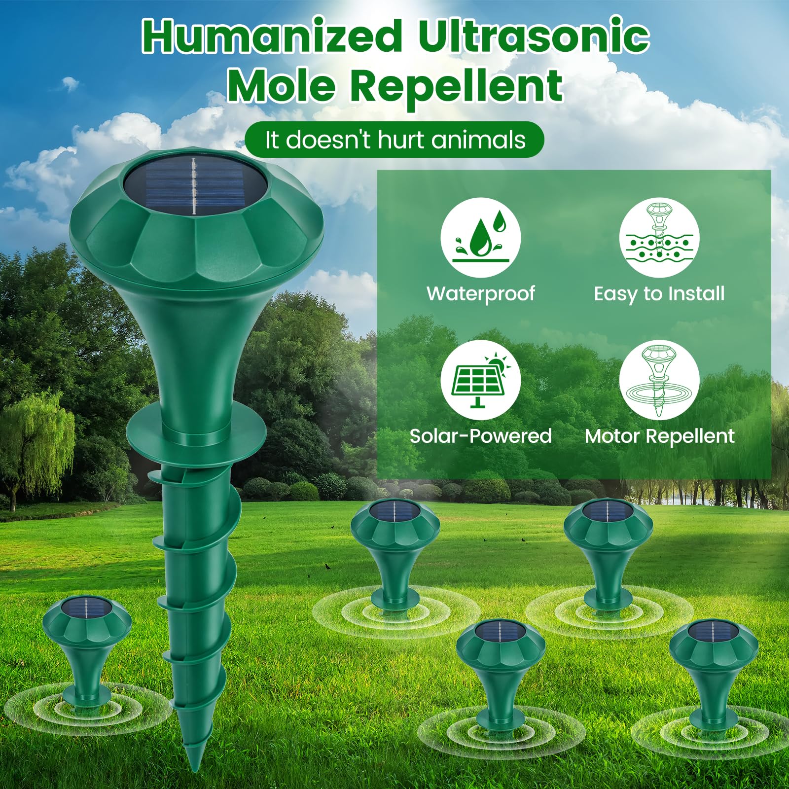 2 Pezzi Repellente Gatti Ultrasuoni Solare Dissuasore Animale Professionale con Luce LED, Repellente per Gatti per Giardino Cortile Orto Fattoria Protezione da Piccioni Uccelli Cani Topi Volpi