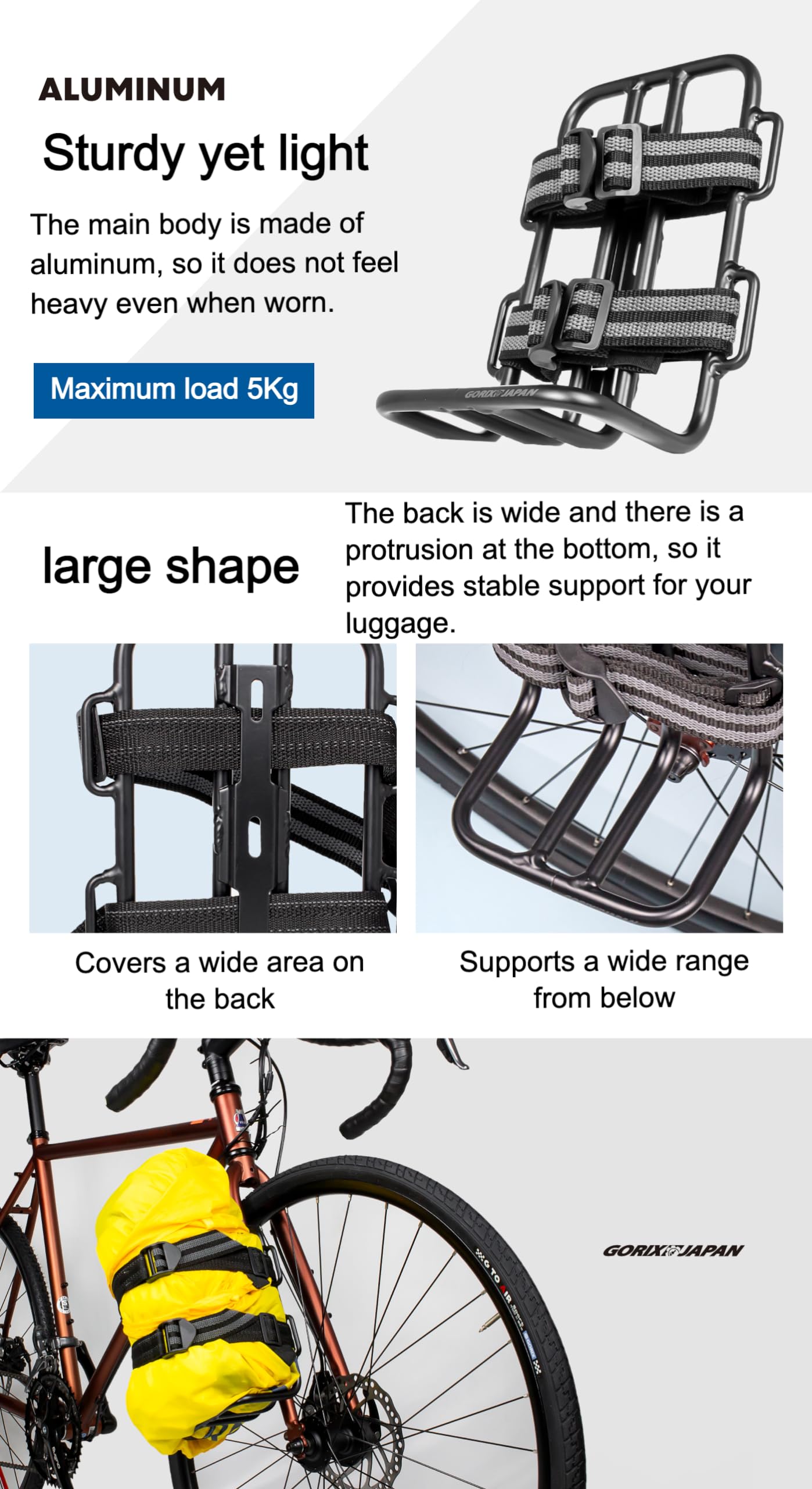 Cage De Chargement Vélo – Porte-bagages Fourre-tout – Fixation Fourche – Noir