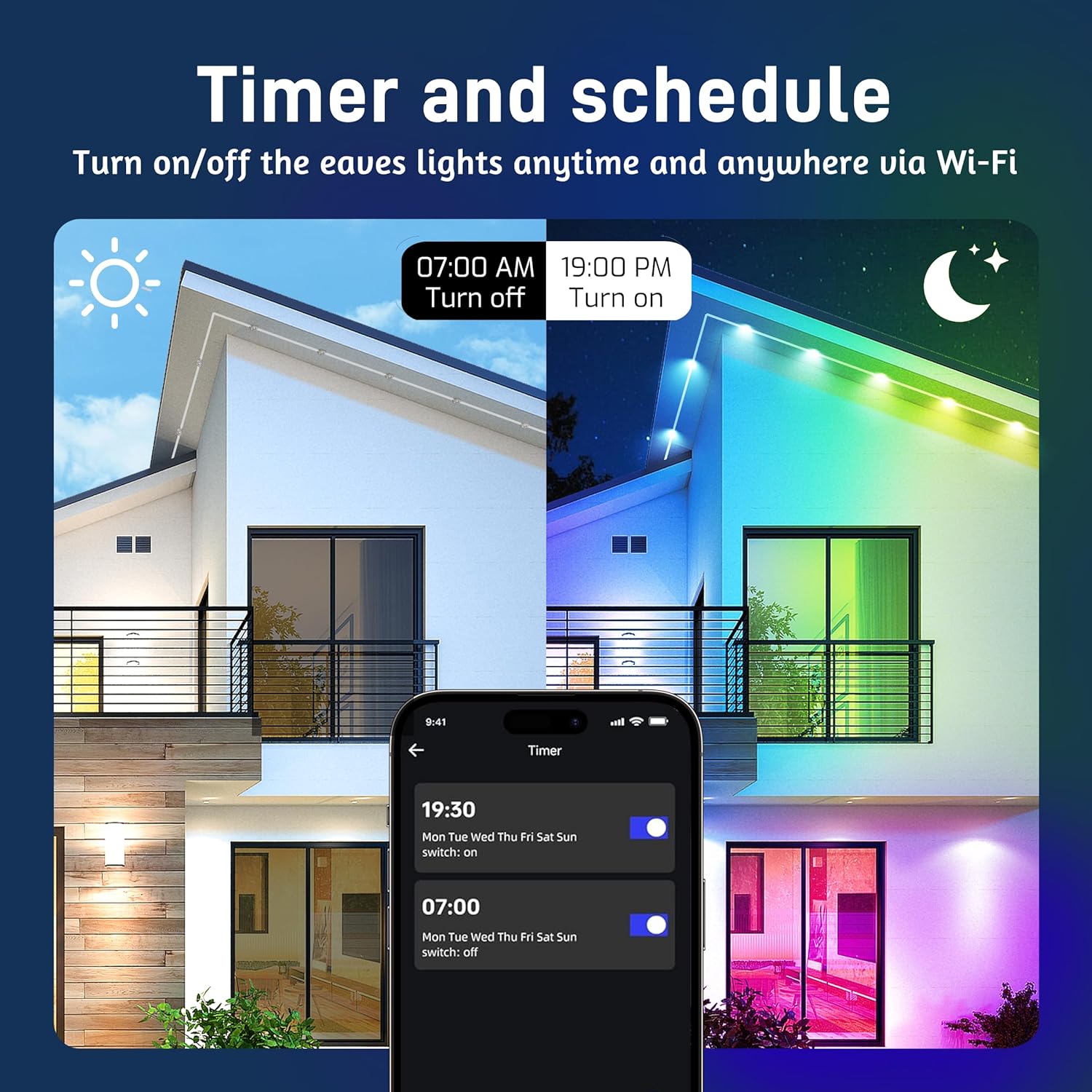 Permanent Outdoor Lights for House,120ft Smart Eave Light with 72 LED,DIY RGB+IC Outdoor Lights for Christmas Party Daily Decorations,IP67,Alexa & Google Assistant Compatible