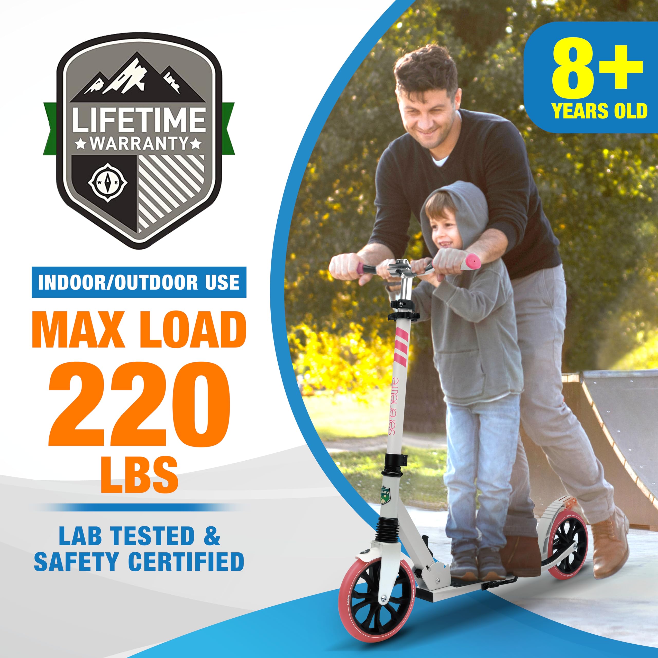 Monopattino Pieghevole SereneLife - Regolabile Per Bambini E Adulti, 2 Ruote Con Freni - Foto 5