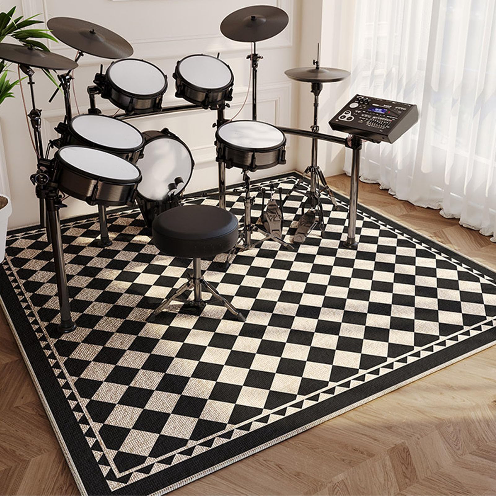 Mata na baterie, dźwiękoszczelna mata bębnowa, instrumenty muzyczne mata podłogowa 180 x 150 cm, mata ochronna, akcesoria perkusyjne, wykładzina antypoślizgowa