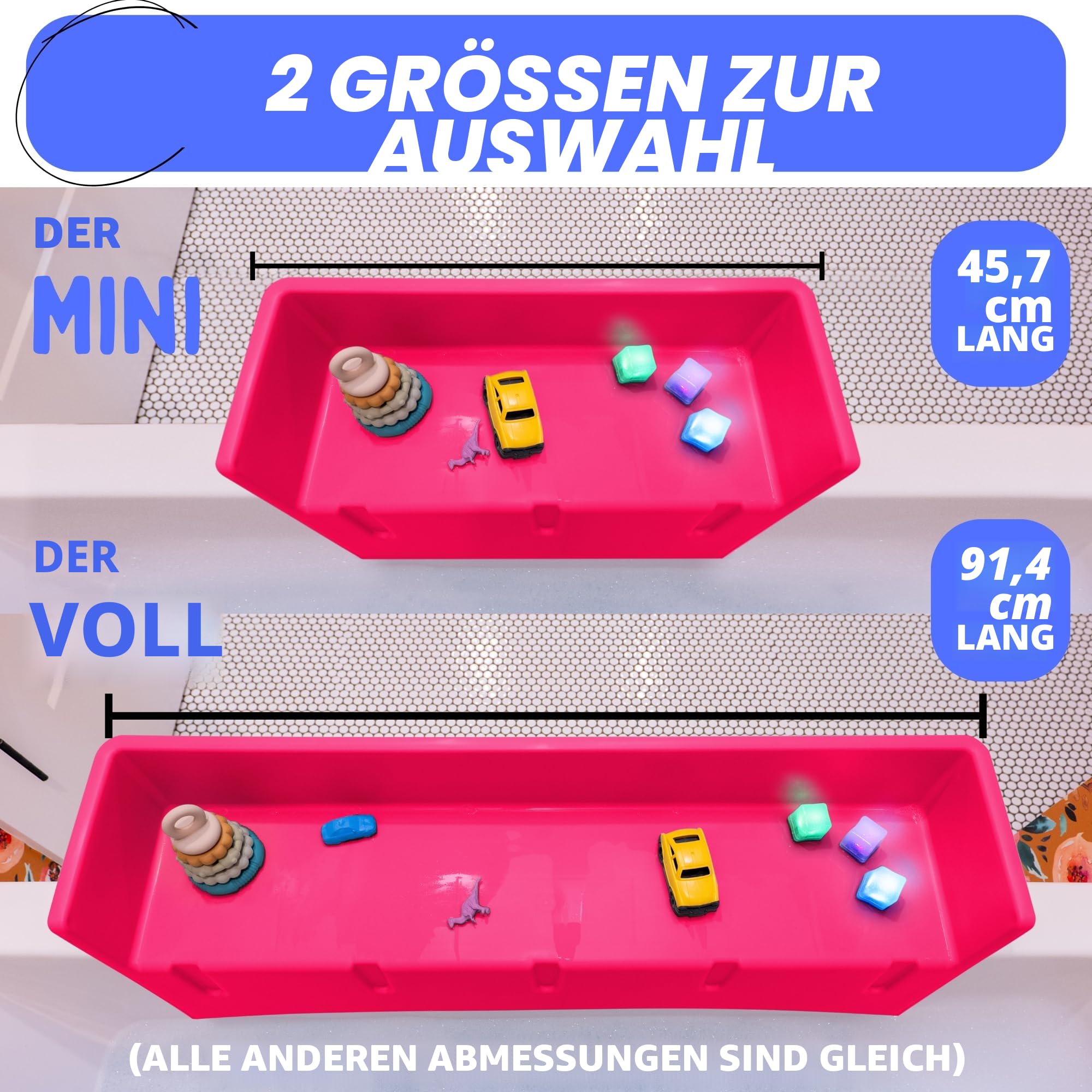 Tub Topper® Badewannen-Spritzschutz, Spielregal – Spielzeug-Tablett-Halterung – Saugnäpfe zur Befestigung an der Badewanne – kein Durcheinander von Wasser im Badezimmer – Spaß für Kleinkinder, Kinder,