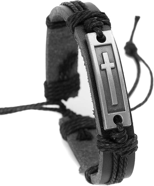 Soul Statement Cross Leather Bracelet for Men: Confirmation Gifts for Teenage Boy