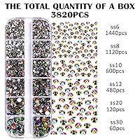 Vista 100 de 3820Pcs Light Green Flatback Rhinestones for Bedazzling, 2-6.5mm Small Rhinestones Diamonds Kit, Flat Back Crystals Gems for Nail Art and Crafts