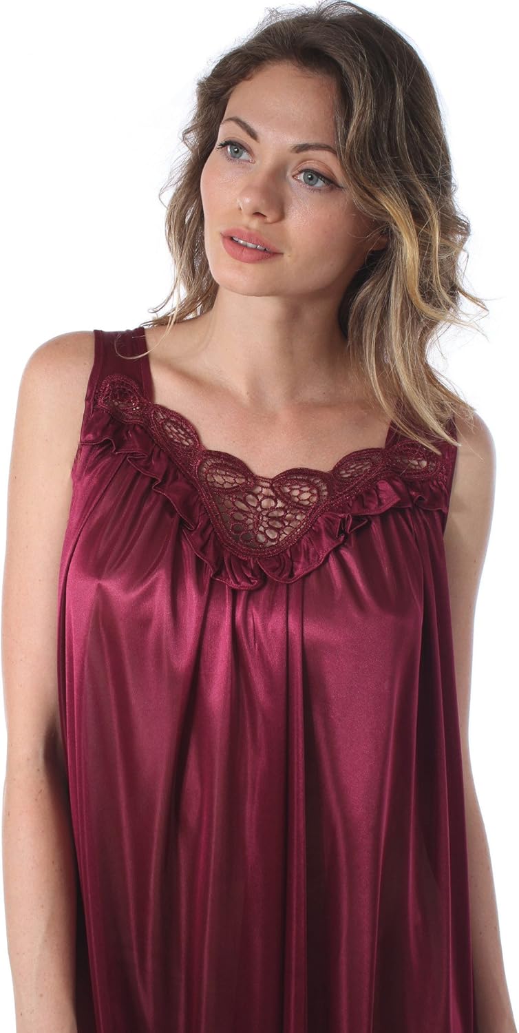 Venice Womens' Silky Looking Embroidered Nightgown 06N - Image 5