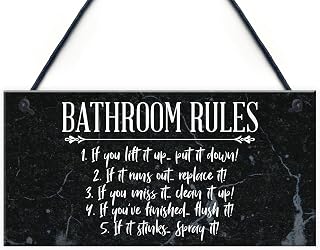 RED OCEAN Bathroom Rules Marble Theme Home Decor Bathroom Toilet Sign Home Gift