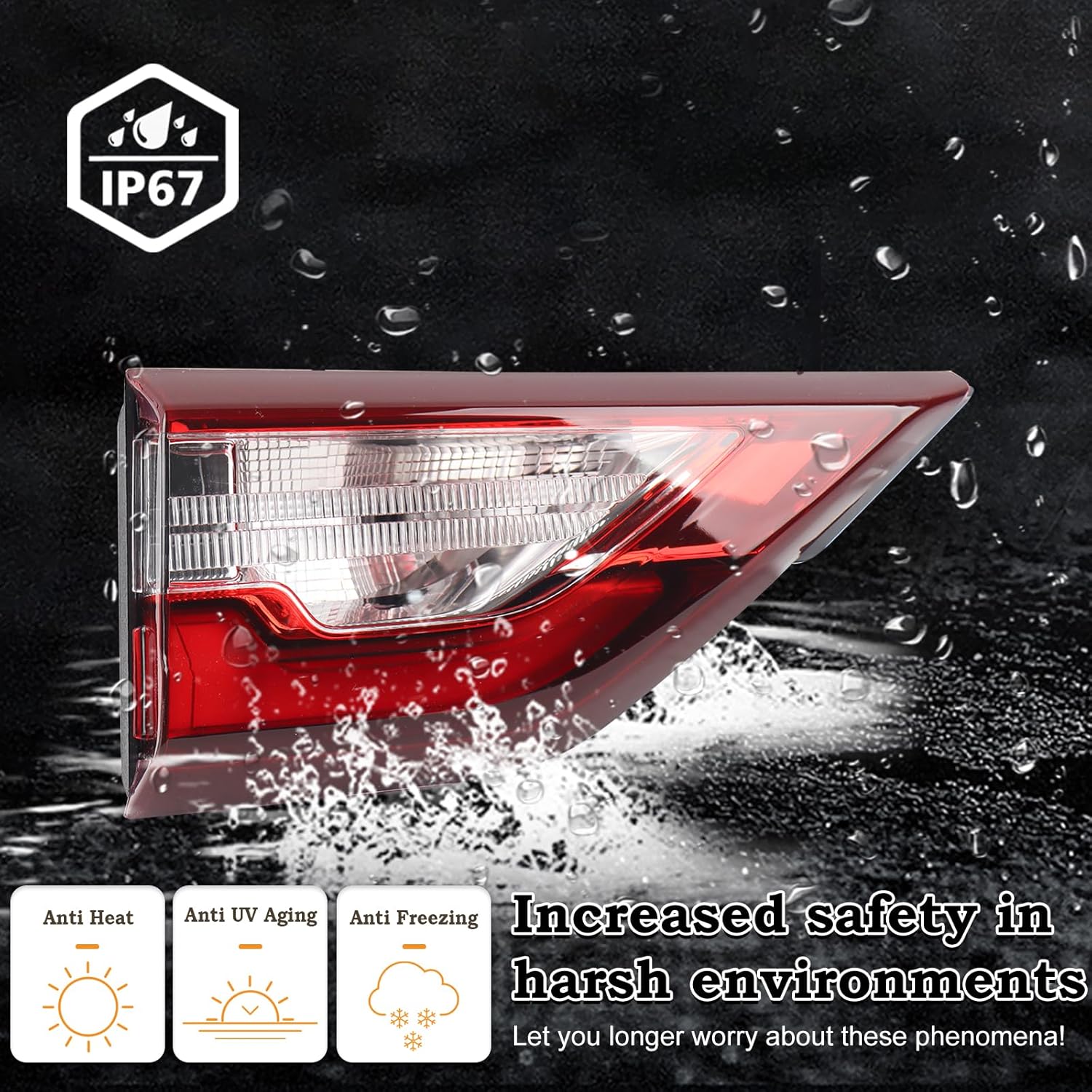LH LED Inner Tail Light Fit for 2018 2019 2020 2021 Chevy Traverse Chevrolet Rear Lamp Assembly With Bulbs Left Driver Side 85164974 GM2802117