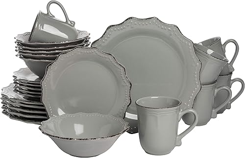 10 Strawberry Street Oxford - Juego de vajilla de 24 piezas, gris