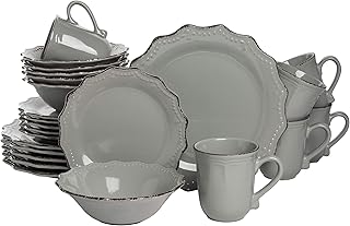 10 Strawberry Street Oxford Gray 24 Piece Dinnerware Set