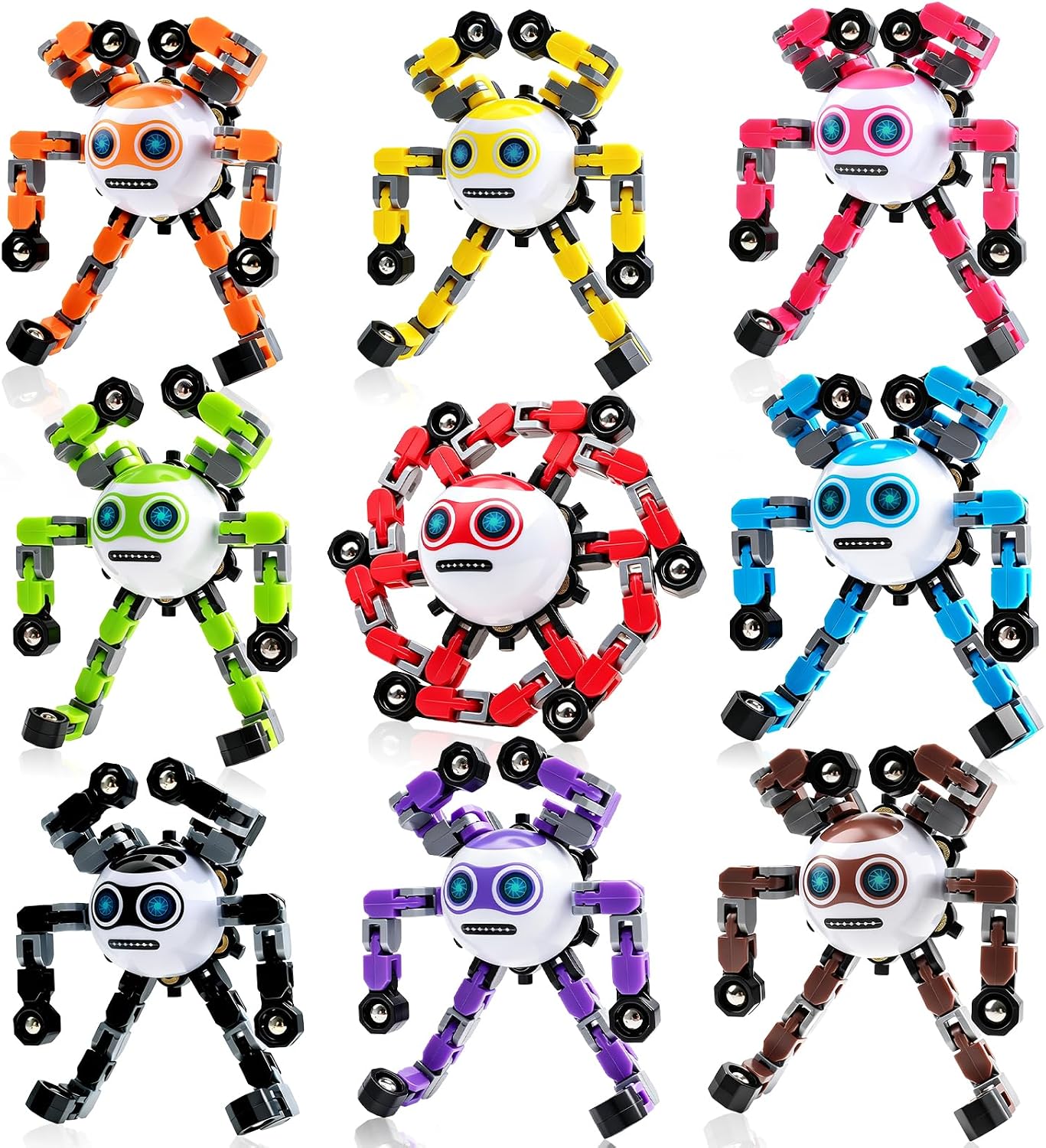 9 PCS Travel Toys Transformable Fidget Spinners Toys for Kids and Adults Sensory Toy for Boys Teens Stress Relief Autism ADHD Cool Road Trip Travel Essential Birthdays Gifts for Party Favors