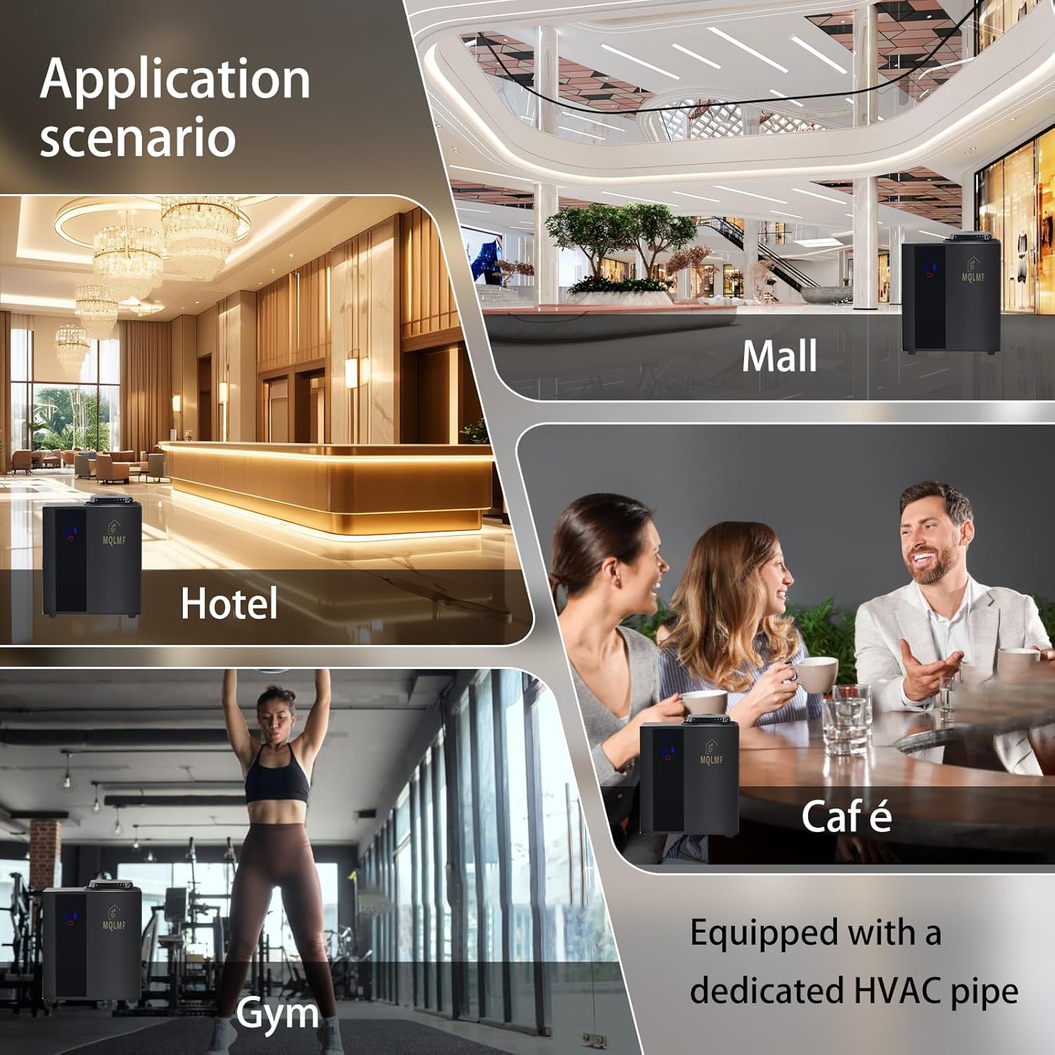 HVAC Diffuser Scent System Whole House - 4500 Sq Ft,Metal,Ultra Quiet,Safety Lock,Bluetooth App,Hotel Commercial Collection Diffuser Machine - Black