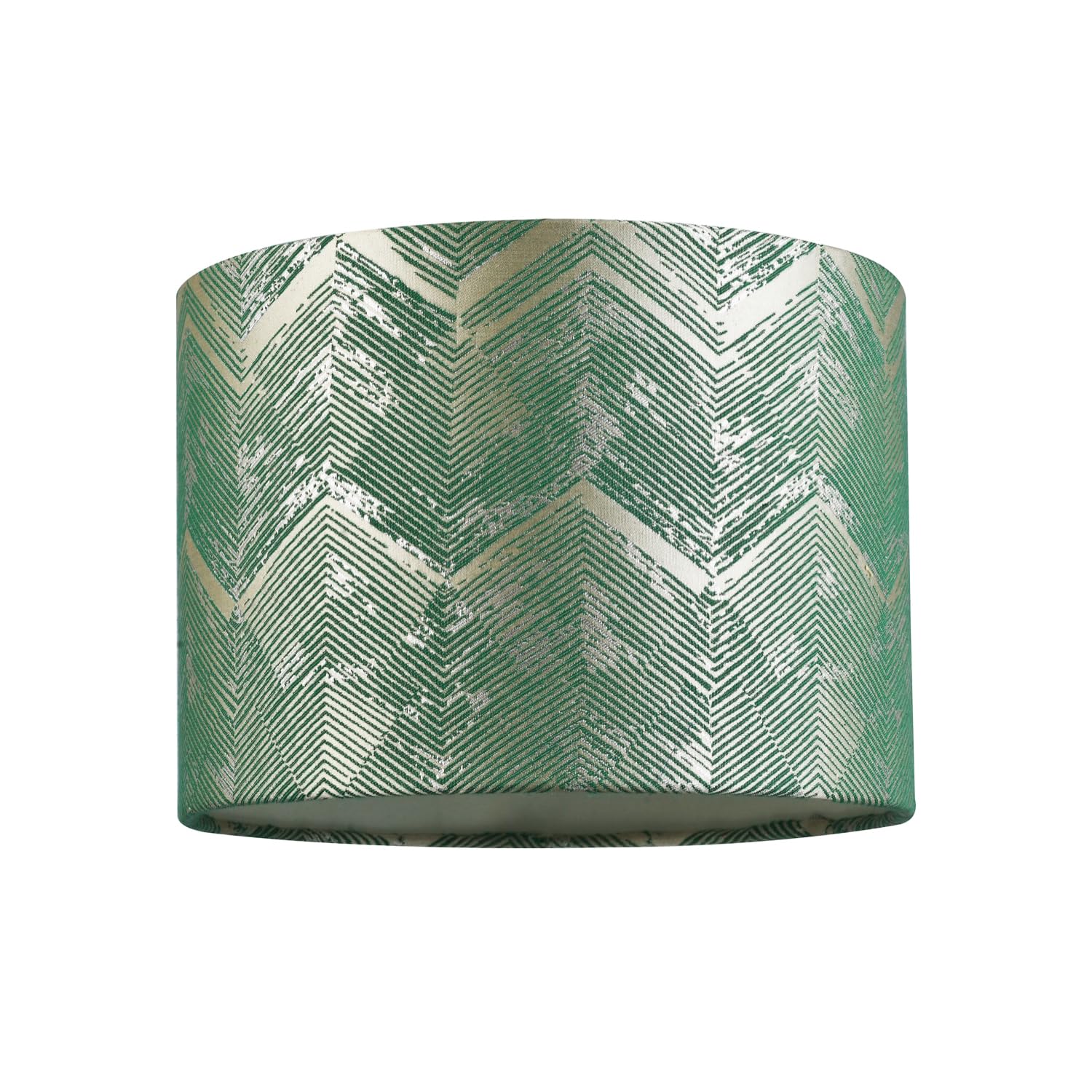 Contemporary Emerald Green Drum Lamp Shade with Gold and Silver Metallic Decor | 25cm x 18cm | Inner Pale Green Cotton Lining by Happy Homewares