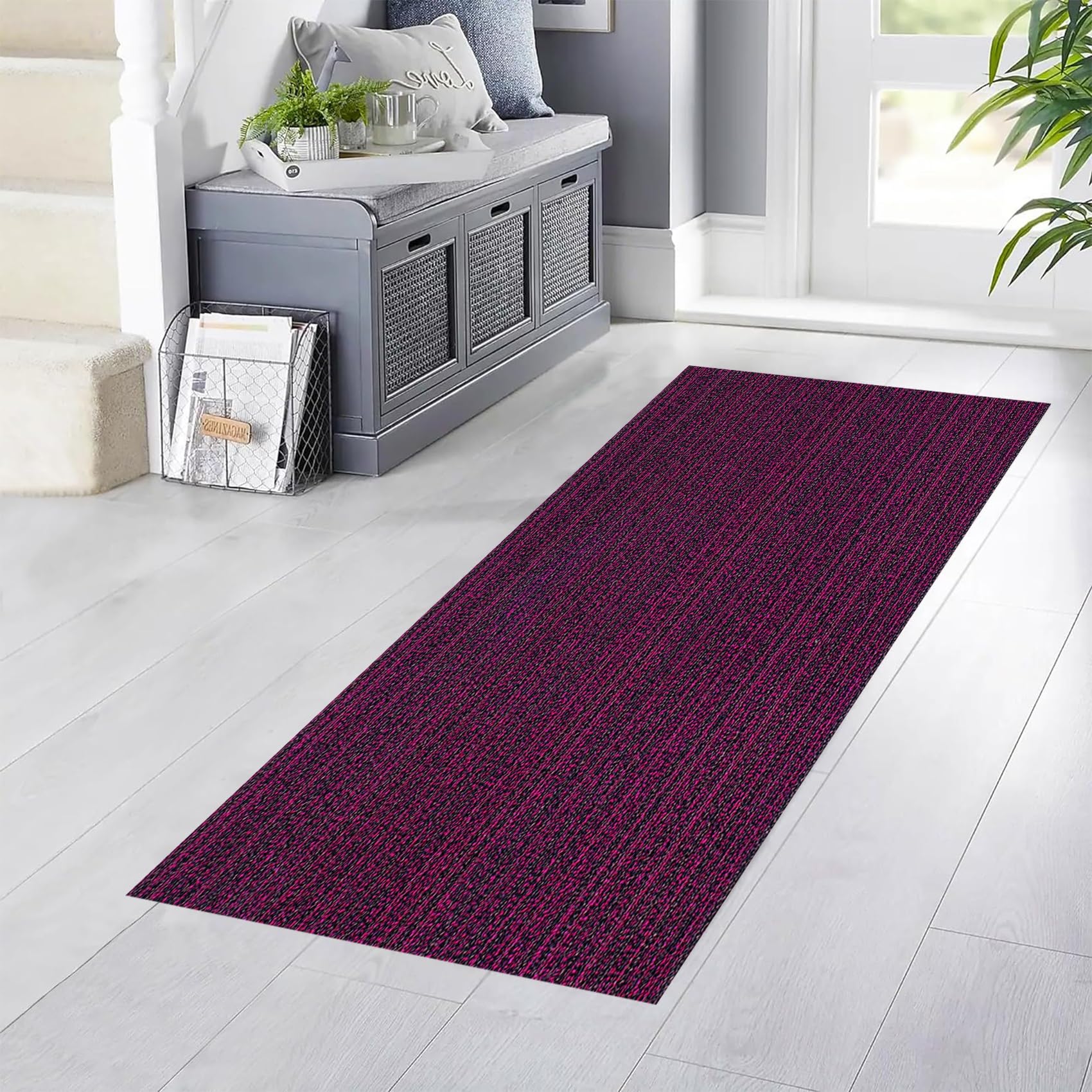 Alfombras cocina 80 x 160 cm antideslizantes para pasillos y entradas en elegante tono morado
