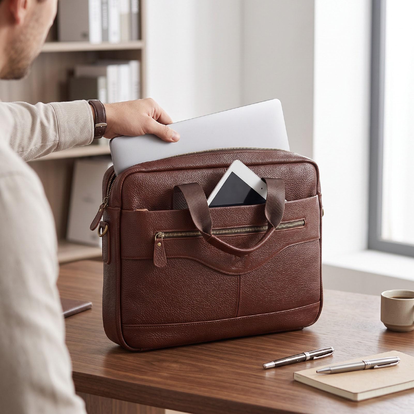 Porte-documents en Cuir pour Homme, 15,7 X 11,4 X 3,3 Pouces