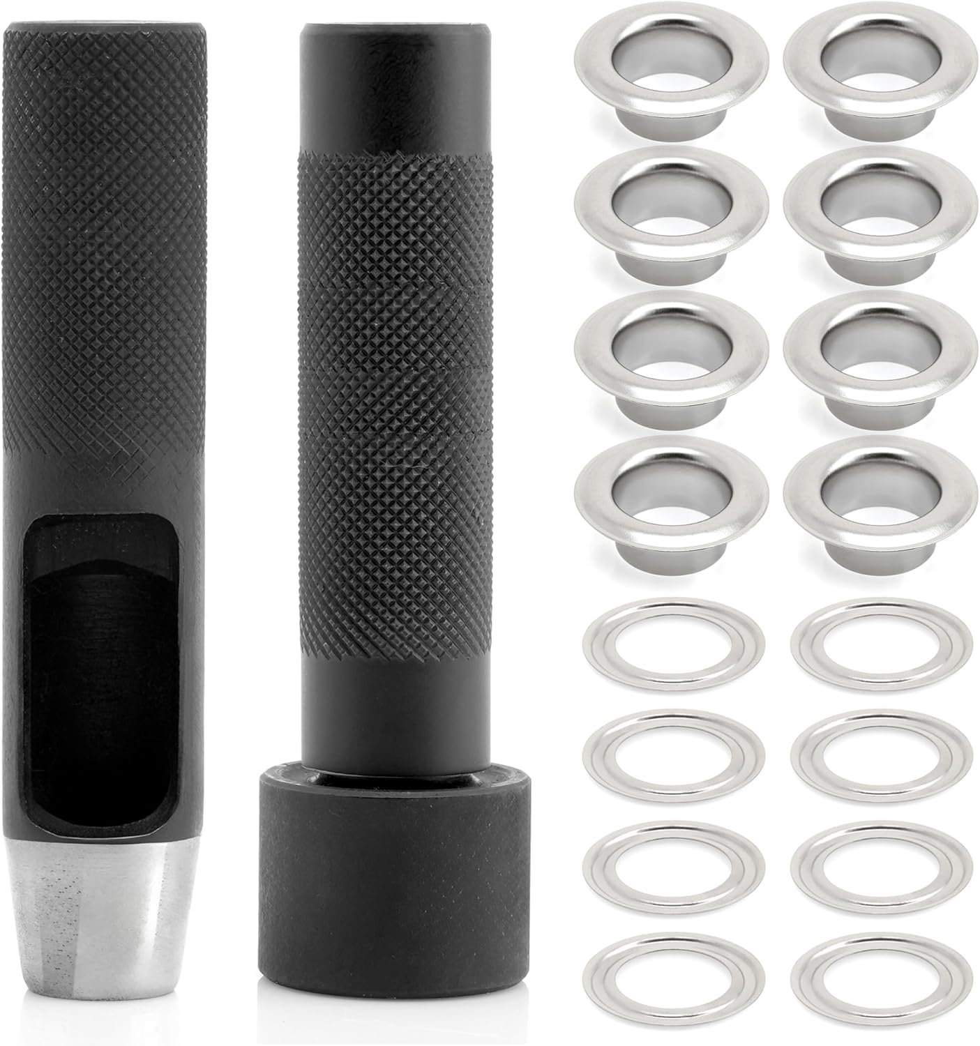 CRAFTMEMORE 3/4" Grommet Tool Kit Eyelet Setting Tool Grommet Setter Hole Punch Cutter & Pack of 10 Grommets
