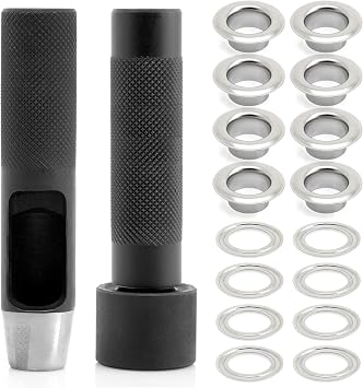 CRAFTMEMORE 5/8" Grommet Tool Kit Eyelet Setting Tool Grommet Setter Hole Punch Cutter & Pack of 10 Grommets 5/8" 16mm Inside Diameter