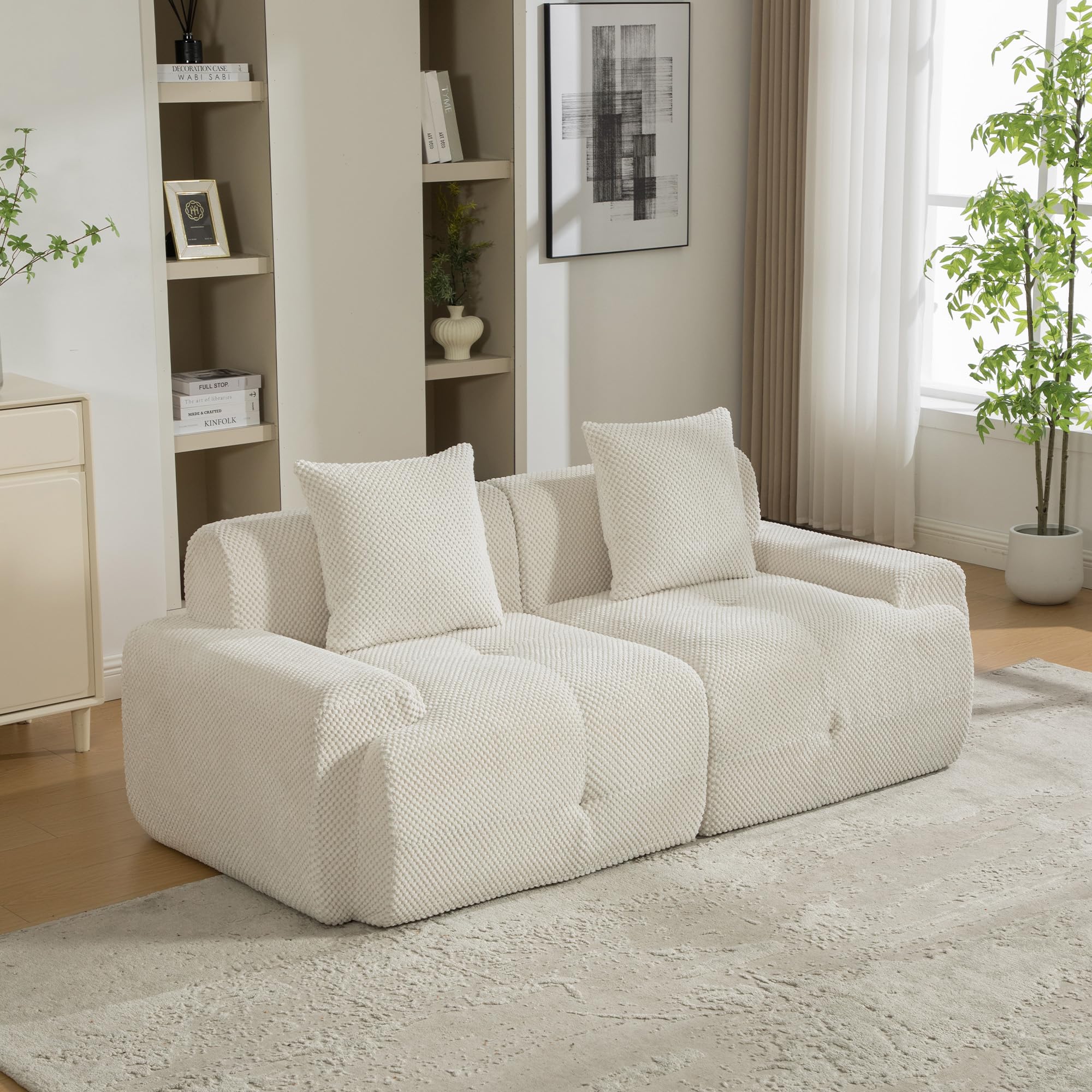 Generisch Sofá modular de chenilla de compresión, color beige 30D, antideslizante, suave