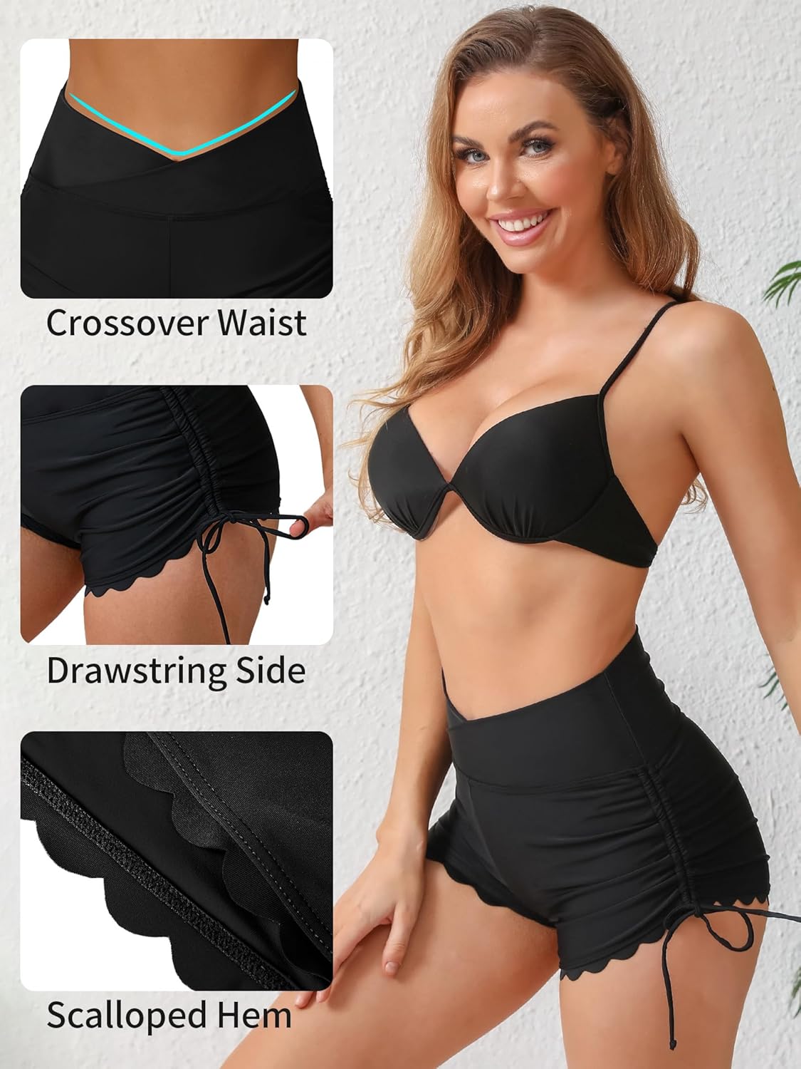 ATTRACO Women Swim Shorts High Waisted Swimsuit Shorts Swim Bottom Board Shorts - Image 5