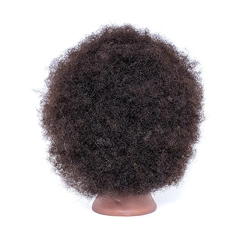 Miniatura 2 de Cabeza de maniquí afro 100% pelo real, cabeza de entrenamiento para peinar cabeza trenzada, cabeza de muñeca para practicar trenzas y trenzas
