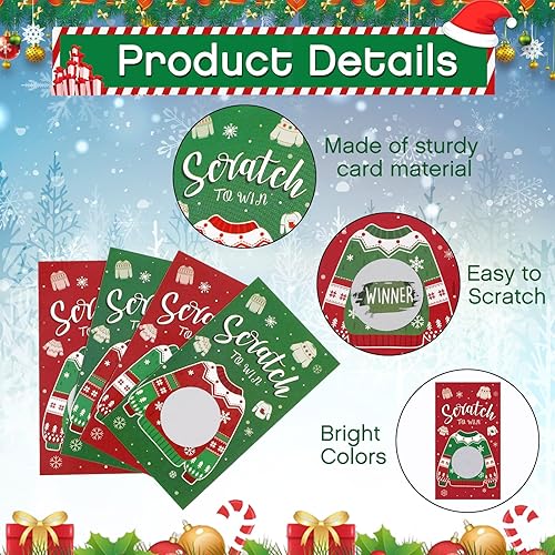 Miniatura 5 de Tarjetas de Navidad para rascar, suéter, juego de Navidad, tarjetas raspadas, suéter feo, tarjetas de juego para rascar, ganador que pierdes para