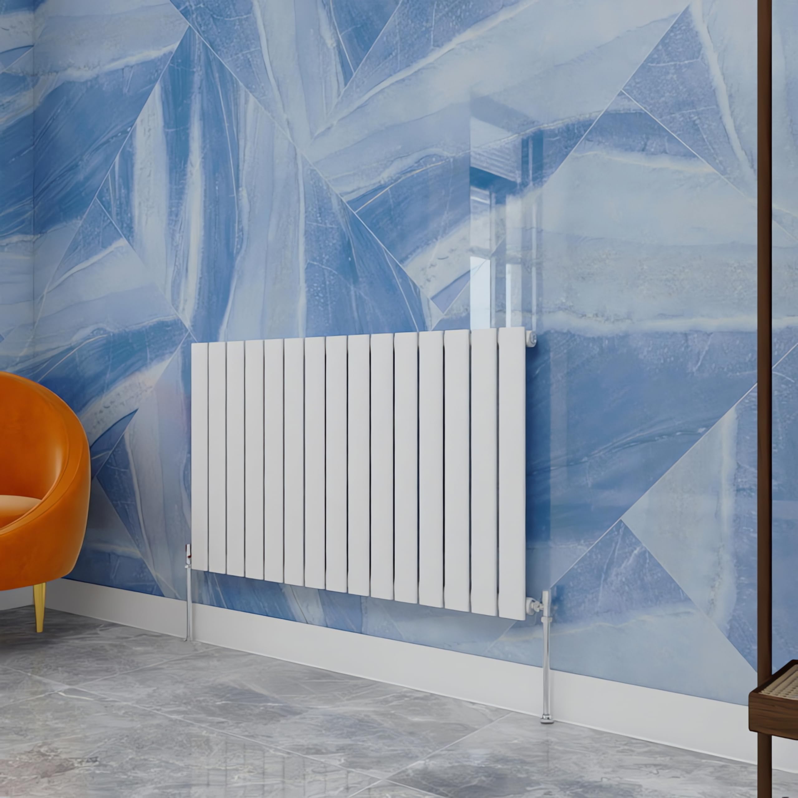 Central Heating Radiator,600x1020mm White Horizontal Flat Single Panel Column Energy-efficient for Morden Multi-Scene