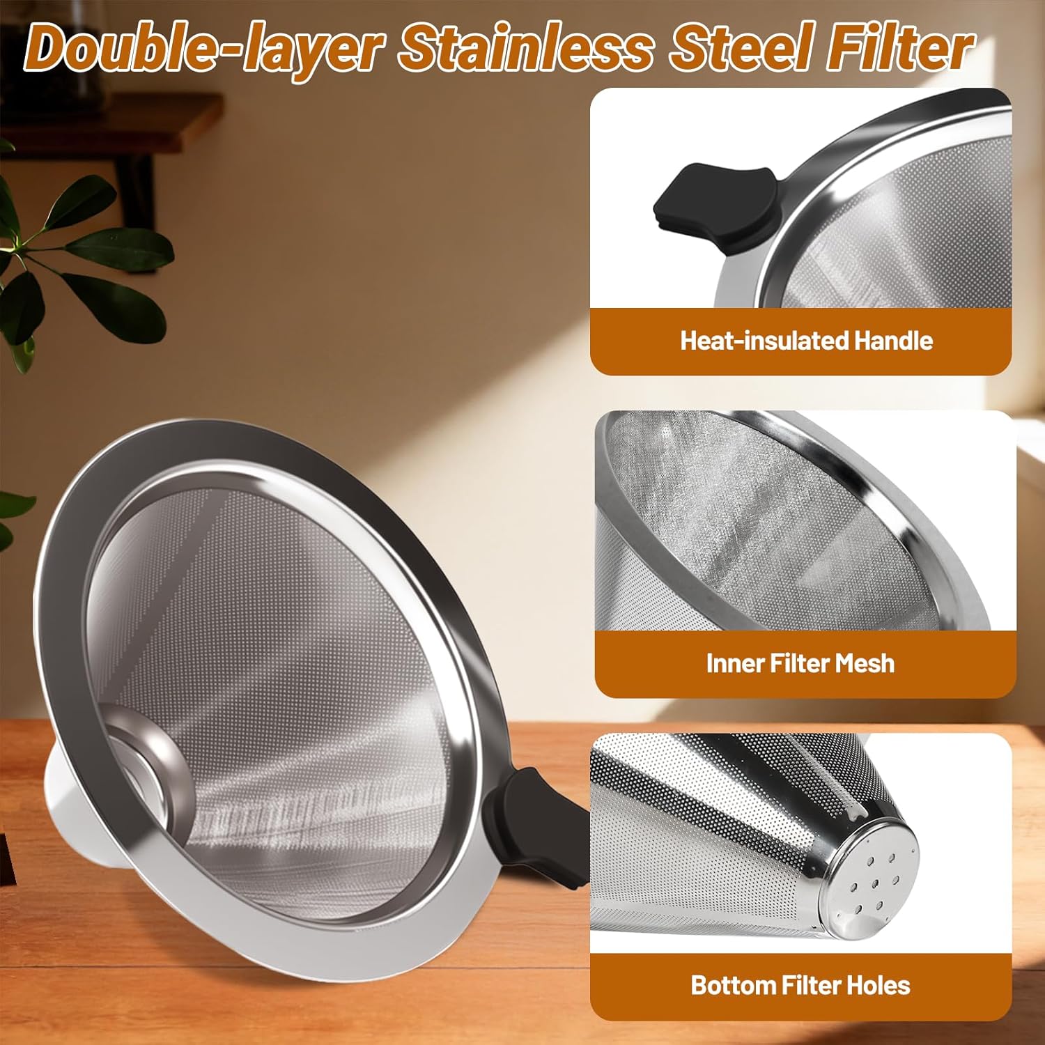 Coffee Pour Over 27.1oz 800ml High Borosilicate Glass Pour Over Coffee Maker Set Camping with Reusable 304 Stainless Steel Filter Hand Brew Carafe Drip Suitable for Electric Ceramic Stove