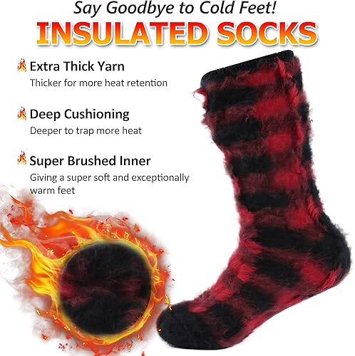 Miniatura 3 de Calcetines térmicos cálidos, para hombre y mujer, para invierno, extra gruesos, aislados, mullidos, calentados, pesados, calcetines para botas para